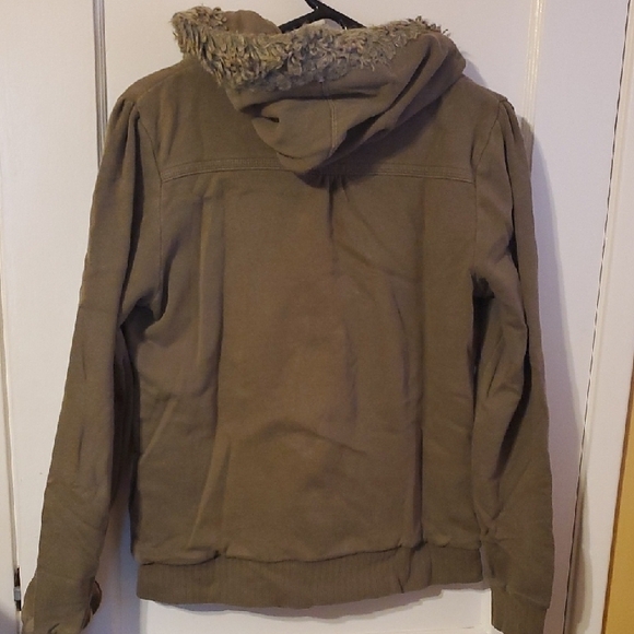 Roxy Tan Hooded Jacket with Faux Fur Trim - Picture 6 of 8
